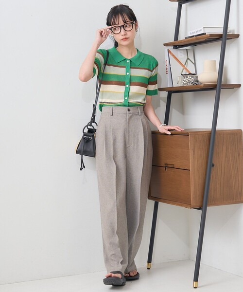 FREAK'S STORE（フリークスストア）の「シアーボーダーポロ/ポロシャツ/シアーニット（Tシャツ/カットソー・レディース・キャメル/グリーン/ブルー・ﾌﾘ-）」の19枚目の写真