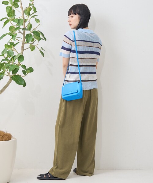 FREAK'S STORE（フリークスストア）の「シアーボーダーポロ/ポロシャツ/シアーニット（Tシャツ/カットソー・レディース・キャメル/グリーン/ブルー・ﾌﾘ-）」の14枚目の写真