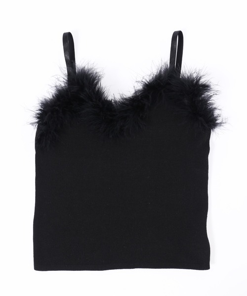 PHILLY（フィリー）の「フェイクファーキャミソール（タンクトップ・レディース・ブラック/ホワイト・FREE）」の8枚目の写真