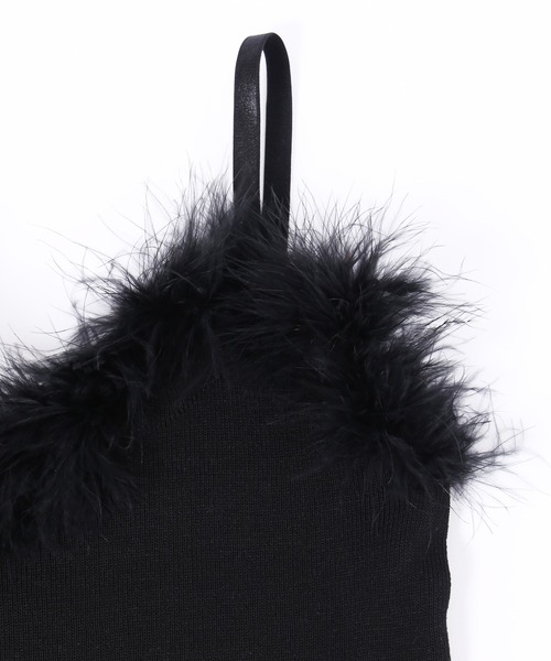 PHILLY（フィリー）の「フェイクファーキャミソール（タンクトップ・レディース・ブラック/ホワイト・FREE）」の9枚目の写真