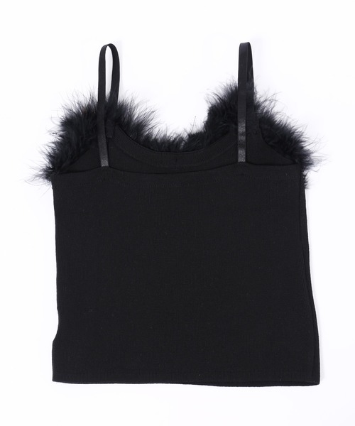 PHILLY（フィリー）の「フェイクファーキャミソール（タンクトップ・レディース・ブラック/ホワイト・FREE）」の3枚目の写真