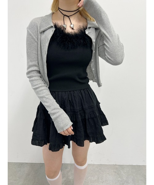 PHILLY（フィリー）の「フェイクファーキャミソール（タンクトップ・レディース・ブラック/ホワイト・FREE）」の15枚目の写真