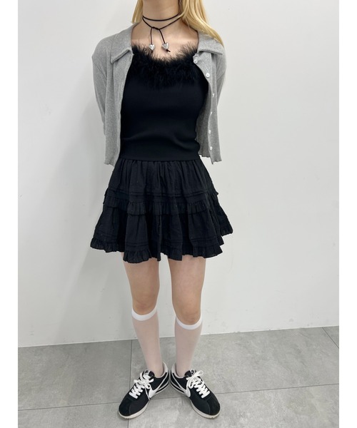 PHILLY（フィリー）の「フェイクファーキャミソール（タンクトップ・レディース・ブラック/ホワイト・FREE）」の16枚目の写真