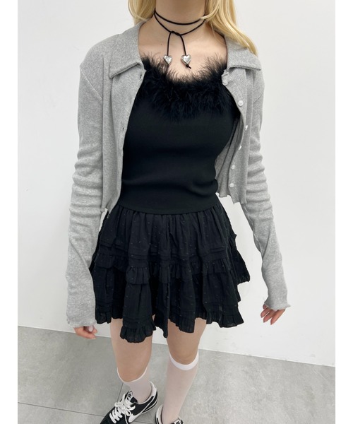 PHILLY（フィリー）の「フェイクファーキャミソール（タンクトップ・レディース・ブラック/ホワイト・FREE）」の5枚目の写真