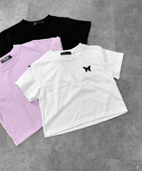 jiasecond.】バタフライワンポイントクロップドTシャツ / トップス