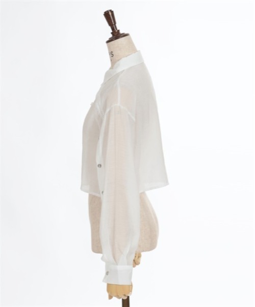 axes femme POETIQUE(アクシーズファムポエティック)の「チャイナボタンシアーシャツ(シャツ/ブラウス・レディース・キナリ/ブラック/サックスブルー・MEDIUM)」の12枚目の写真