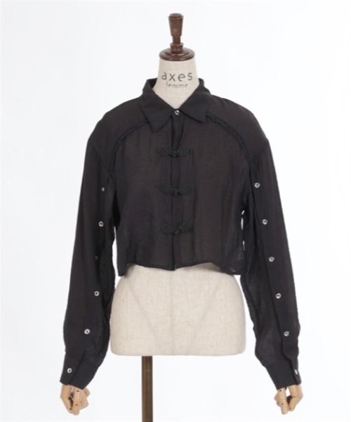 axes femme POETIQUE(アクシーズファムポエティック)の「チャイナボタンシアーシャツ(シャツ/ブラウス・レディース・キナリ/ブラック/サックスブルー・MEDIUM)」の20枚目の写真