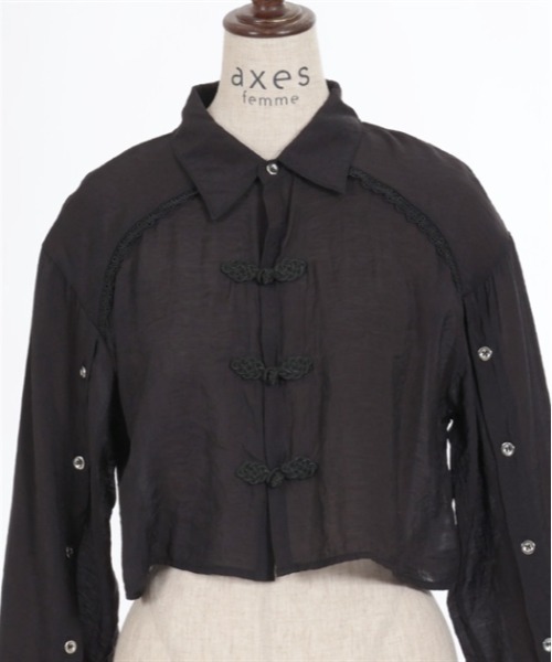 axes femme POETIQUE(アクシーズファムポエティック)の「チャイナボタンシアーシャツ(シャツ/ブラウス・レディース・キナリ/ブラック/サックスブルー・MEDIUM)」の17枚目の写真