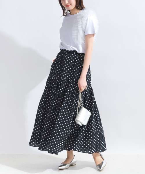 PICCIN(ピッチン)の「フリルショルダープルオーバー(Tシャツ/カットソー・レディース・ベージュ/ブラック/オフホワイト・M)」の9枚目の写真