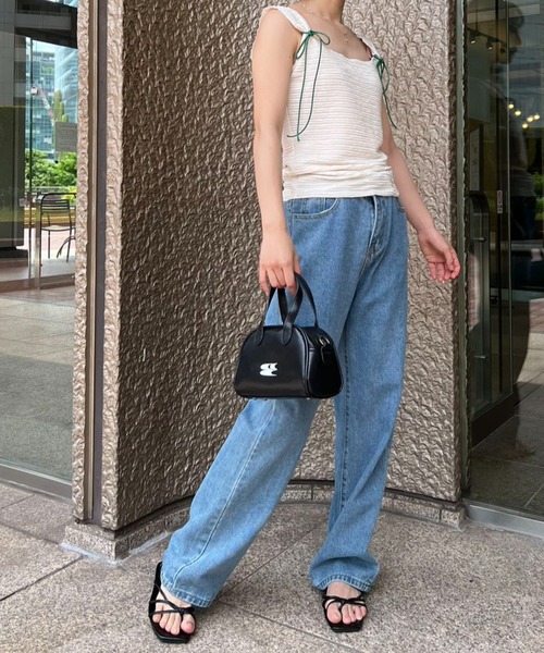 mebole(メボレ)の「バイカラーショルダーリボントップス(Tシャツ/カットソー・レディース・ブラック/ホワイト・FREE)」の13枚目の写真