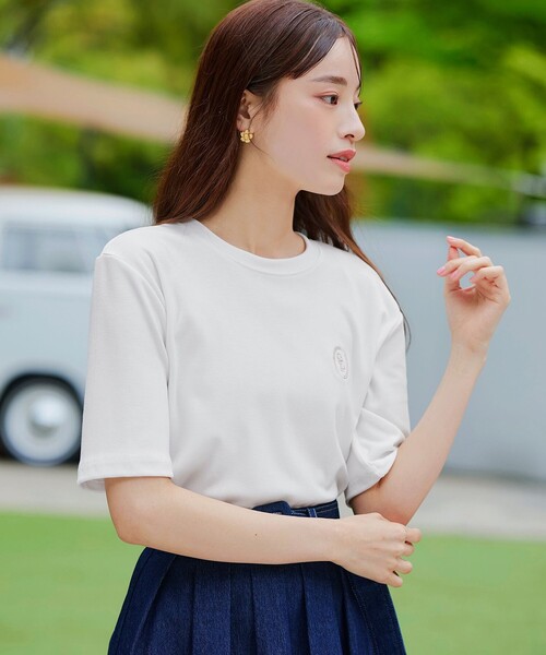 Tiaclasse(ティアクラッセ)の「刺繍ロゴカットソーTシャツ(Tシャツ/カットソー・レディース・ピンク/ブラック/アイボリー・FREE)」の15枚目の写真