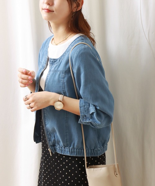 libelle more（リベル モア）の「再生繊維デニム　ラウンドネック　ブルゾン（ブルゾン・レディース・サックスブルー/ブルー/インディゴブルー・M/L）」の13枚目の写真