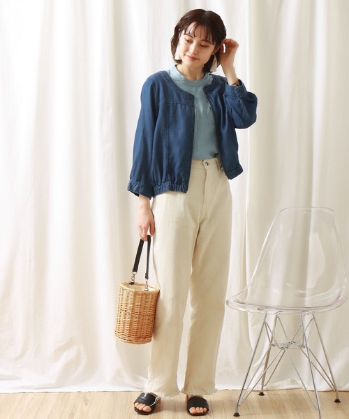 libelle more（リベル モア）の「再生繊維デニム　ラウンドネック　ブルゾン（ブルゾン・レディース・サックスブルー/ブルー/インディゴブルー・M/L）」の15枚目の写真