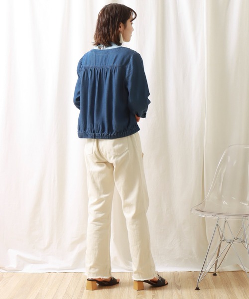 libelle more（リベル モア）の「再生繊維デニム　ラウンドネック　ブルゾン（ブルゾン・レディース・サックスブルー/ブルー/インディゴブルー・M/L）」の16枚目の写真