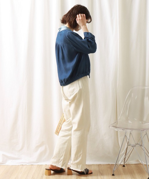 libelle more（リベル モア）の「再生繊維デニム　ラウンドネック　ブルゾン（ブルゾン・レディース・サックスブルー/ブルー/インディゴブルー・M/L）」の17枚目の写真