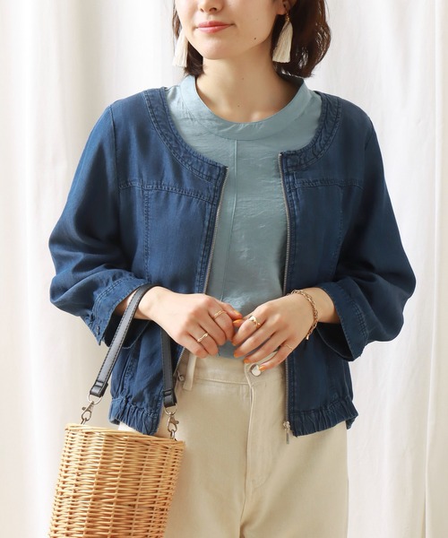 libelle more（リベル モア）の「再生繊維デニム　ラウンドネック　ブルゾン（ブルゾン・レディース・サックスブルー/ブルー/インディゴブルー・M/L）」の18枚目の写真