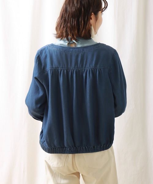 libelle more（リベル モア）の「再生繊維デニム　ラウンドネック　ブルゾン（ブルゾン・レディース・サックスブルー/ブルー/インディゴブルー・M/L）」の19枚目の写真