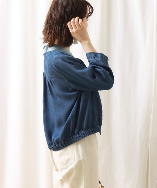 libelle more（リベル モア）の「再生繊維デニム　ラウンドネック　ブルゾン（ブルゾン・レディース・サックスブルー/ブルー/インディゴブルー・M/L）」の20枚目の写真