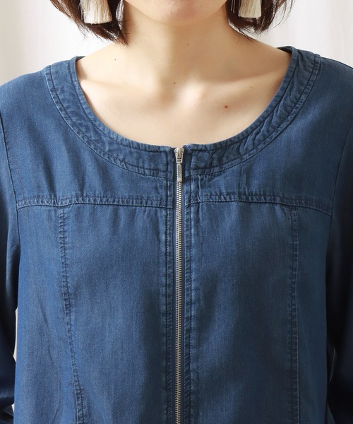 libelle more（リベル モア）の「再生繊維デニム　ラウンドネック　ブルゾン（ブルゾン・レディース・サックスブルー/ブルー/インディゴブルー・M/L）」の21枚目の写真