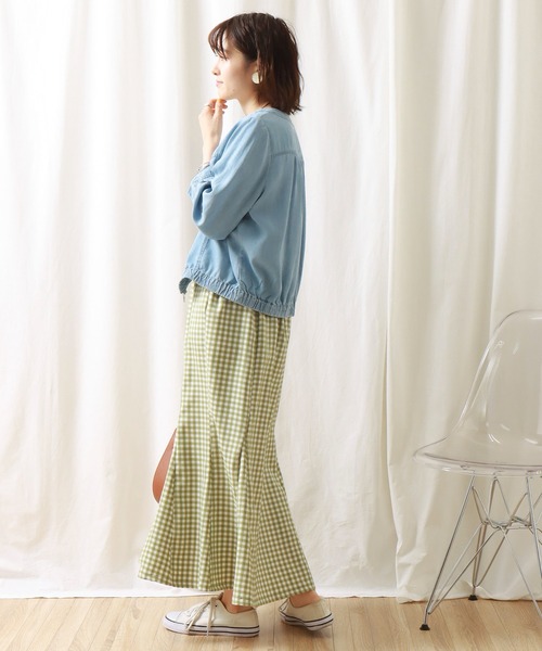 libelle more（リベル モア）の「再生繊維デニム　ラウンドネック　ブルゾン（ブルゾン・レディース・サックスブルー/ブルー/インディゴブルー・M/L）」の6枚目の写真