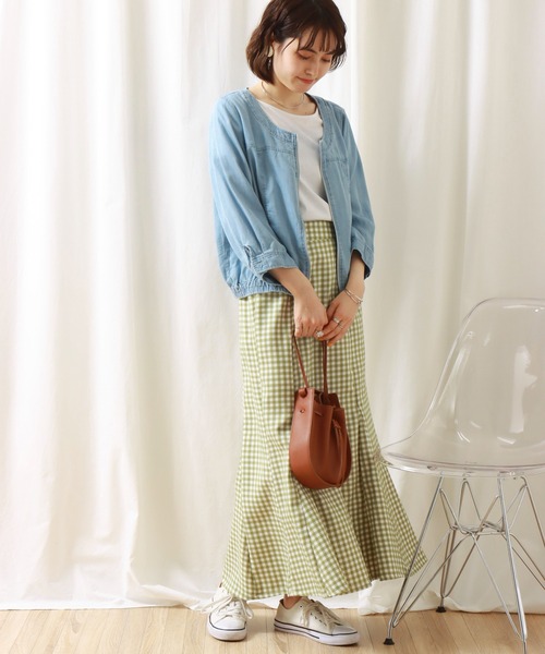 libelle more（リベル モア）の「再生繊維デニム　ラウンドネック　ブルゾン（ブルゾン・レディース・サックスブルー/ブルー/インディゴブルー・M/L）」の4枚目の写真