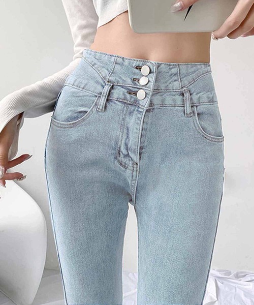 NANEA(ナネア)の「ハイウエスト ストレッチデニムスキニーパンツ(デニムパンツ・レディース・ネイビー/チャコールグレー/ブルー/ブラック・MEDIUM/LARGE/X-LARGE/SMALL)」の4枚目の写真