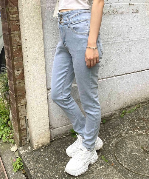 NANEA(ナネア)の「ハイウエスト ストレッチデニムスキニーパンツ(デニムパンツ・レディース・ネイビー/チャコールグレー/ブルー/ブラック・MEDIUM/LARGE/X-LARGE/SMALL)」の5枚目の写真