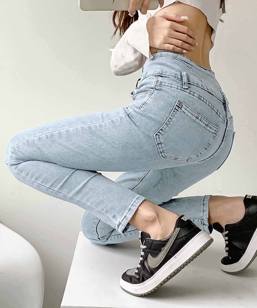 NANEA(ナネア)の「ハイウエスト ストレッチデニムスキニーパンツ(デニムパンツ・レディース・ネイビー/チャコールグレー/ブルー/ブラック・MEDIUM/LARGE/X-LARGE/SMALL)」の10枚目の写真