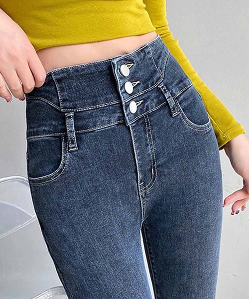 セール】ハイウエスト ストレッチデニムスキニーパンツ（デニム