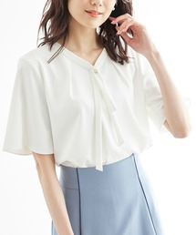 ROPE' PICNIC | メタルボタンリボンタイハーフスリーブブラウス(シャツ/ブラウス)