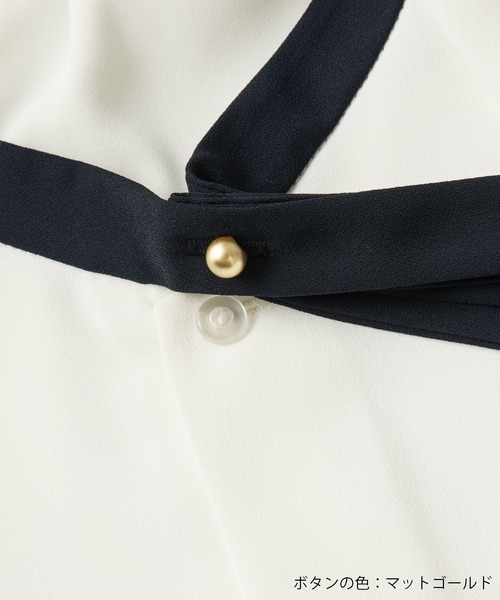 ROPE' PICNIC(ロペピクニック)の「【新色追加・2サイズ展開】メタルボタンリボンタイハーフスリーブブラウス(シャツ/ブラウス・レディース・ライトグリーン/チャコールグレー/ホワイト/サックスブルー/ホワイト系その他・38/36)」の16枚目の写真