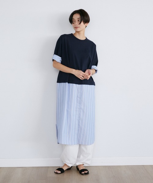 【セール】ストライプドッキングワンピース（ワンピース）｜YVON（イヴォン）