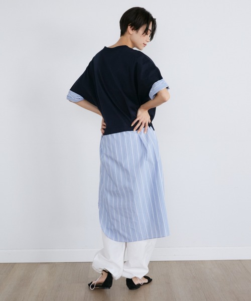 【セール】ストライプドッキングワンピース（ワンピース）｜YVON（イヴォン）