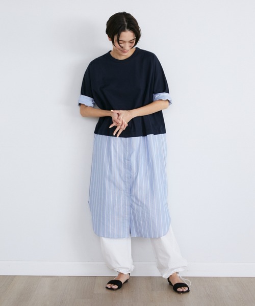 【セール】ストライプドッキングワンピース（ワンピース）｜YVON（イヴォン）