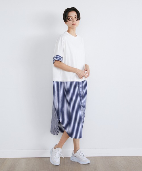 【セール】ストライプドッキングワンピース（ワンピース）｜YVON（イヴォン）