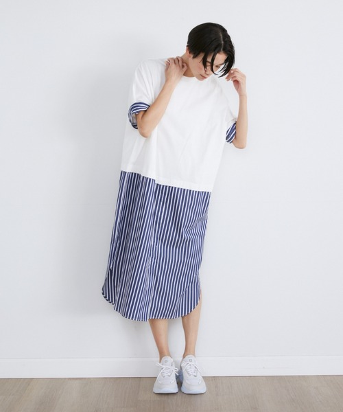 【セール】ストライプドッキングワンピース（ワンピース）｜YVON（イヴォン）