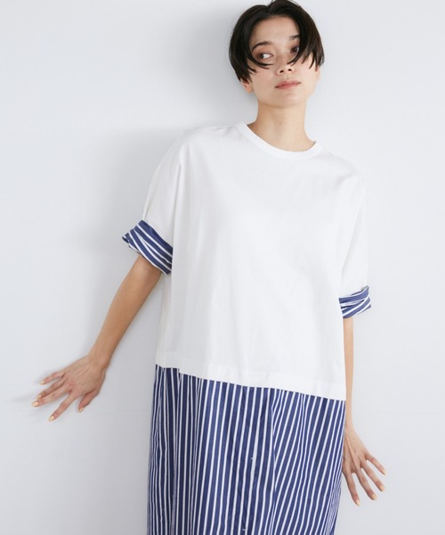 【セール】ストライプドッキングワンピース（ワンピース）｜YVON（イヴォン）