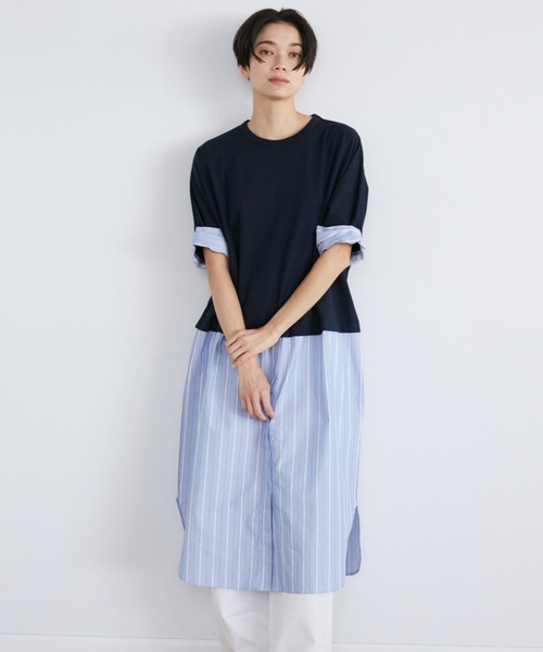 YVON（イヴォン）の「ストライプドッキングワンピース