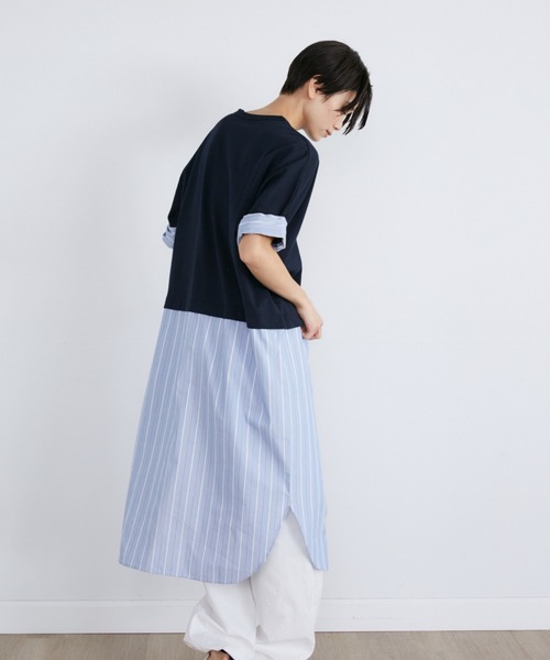 【セール】ストライプドッキングワンピース（ワンピース）｜YVON（イヴォン）