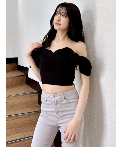 GYDA（ジェイダ）の「オフショルボリュームスリーブブラウス（シャツ/ブラウス・レディース・オフホワイト/ブラック・FREE）」の2枚目の写真