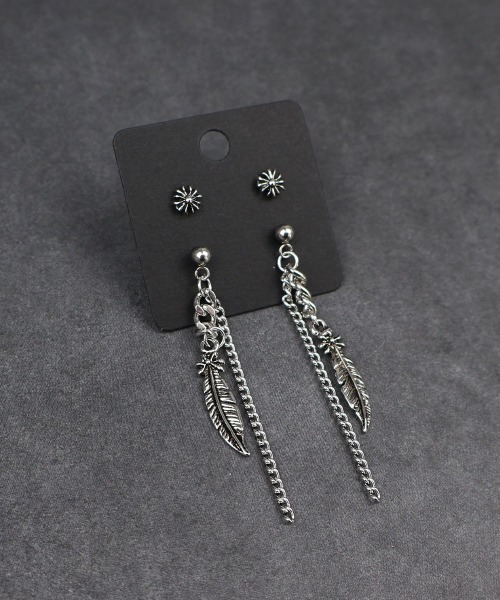 セール】ロングピアス&フラワーピアス 2セット / チタンポスト