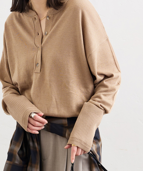 JOURNAL STANDARD（ジャーナルスタンダード）の「ウォッシャブル2WAYヘンリープルオーバー（ニット/セーター・レディース・チャコールグレー/ブラック/ベージュ系その他・FREE）」の14枚目の写真