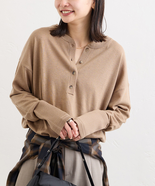 JOURNAL STANDARD（ジャーナルスタンダード）の「ウォッシャブル2WAYヘンリープルオーバー（ニット/セーター・レディース・チャコールグレー/ブラック/ベージュ系その他・FREE）」の15枚目の写真