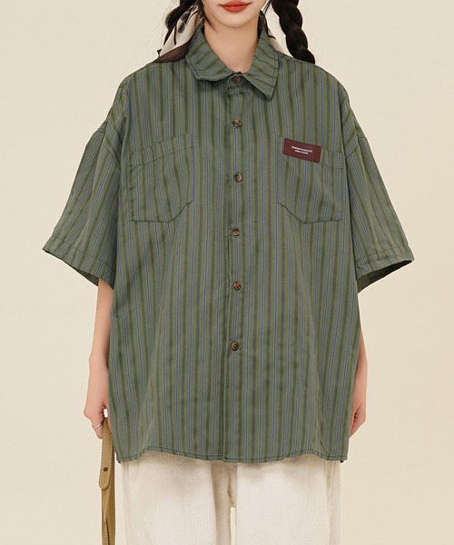 ストライプ柄 フリース風 半袖Tシャツ 公式・アウトレット】メリノリネン ショートスリーブ ティー