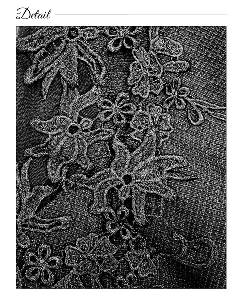 DAZZY(デイジー)の「【高見え刺繍×美シルエット】谷間ジップで盛れ感自由自在◎フロントジップ サイドシアー フラワーチュール 長袖タイトミニドレス(ドレス・レディース・ホワイト/ブラック/ラベンダー・M/S/XS/L)」の12枚目の写真