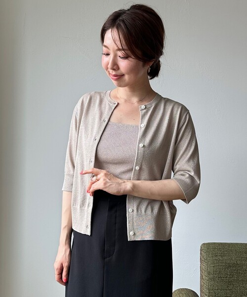 UNFILO（アンフィーロ）の「ラメリブタンクトップ（タンクトップ・レディース・ベージュ系/シルバー系/ブラック系・X-LARGE）」の13枚目の写真