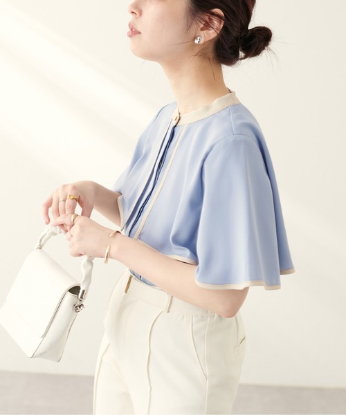 natural couture(ナチュラルクチュール)の「スタンドネック配色ケープブラウス(シャツ/ブラウス・レディース・サックスブルー/イエロー/オフホワイト/その他1/その他2/ネイビー・FREE)」の20枚目の写真