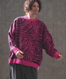 mn2978- Zebra jacquard oversized sweater ニット