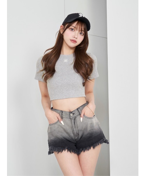 新品タグ付 ダーリッチ ロゴリブコンパクトトップス Tシャツ ブラック ダーリッチ darich ロゴリブコンパクトトップス Tシャツ BLK
