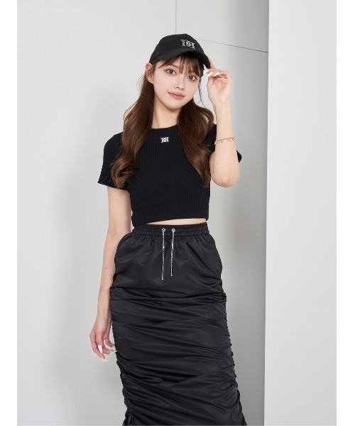 新品タグ付 ダーリッチ ロゴリブコンパクトトップス Tシャツ ブラック ダーリッチ darich ロゴリブコンパクトトップス Tシャツ BLK